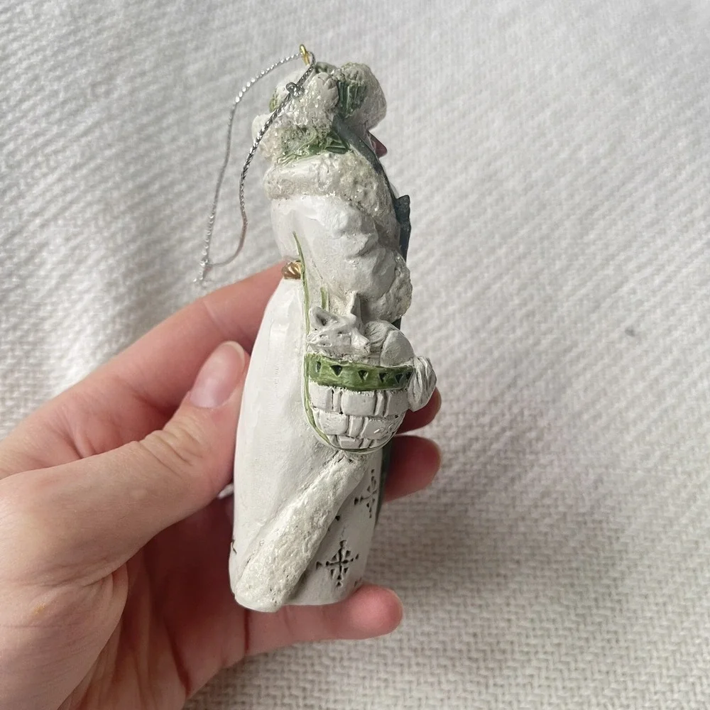 P. Schifferl‎ White Santa ornament white coat fox Owl staff signed 4